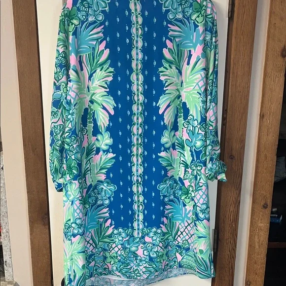 Lilly Pulitzer Vibrant Blue and Green Long Sleeve Dress like new. - Picture 4 of 4